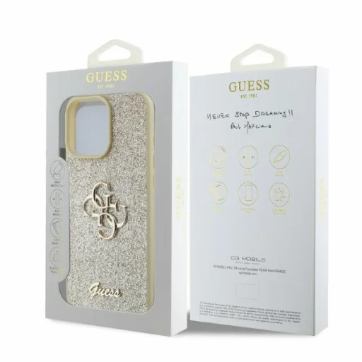  iPhone 16 Pro Max arany Original Case GUESS hardcase Fixed Glitter Big 4G GUHCP16XHG4SGD tok - 4