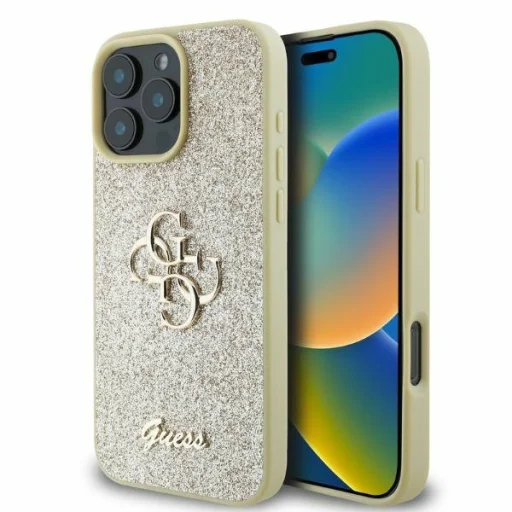  iPhone 16 Pro Max arany Original Case GUESS hardcase Fixed Glitter Big 4G GUHCP16XHG4SGD tok - 1