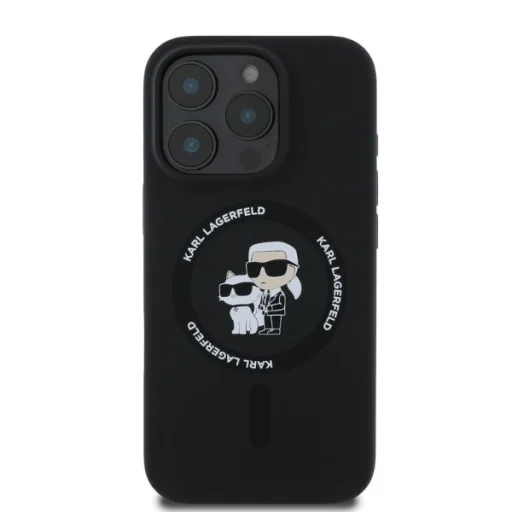  iPhone 16 Pro Max Fekete Eredeti Pouch KARL LAGERFELD kemény szilikon tok KC Heads Ring MagSafe KLHMP16XSCMKCRHK - 4