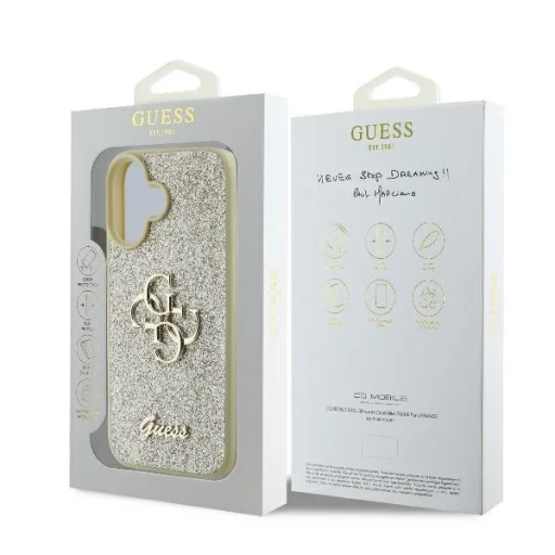  iPhone 16 Plus Arany Original Case GUESS hardcase Fixed Glitter Big 4G GUHCP16MHG4SGD tok - 8