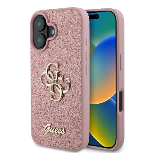  iPhone 16 rózsaszín GUESS Original Case hardcase Fixed Glitter Big 4G GUHCP16SHG4SGP tok - 1