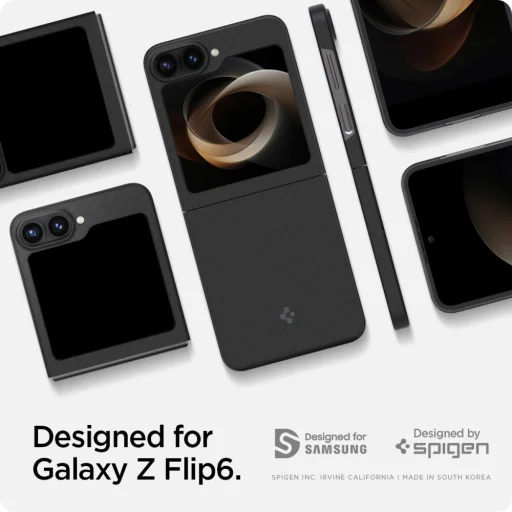  Galaxy Z Flip 6 Spigen Airskin Aramid Fekete Tok - 7